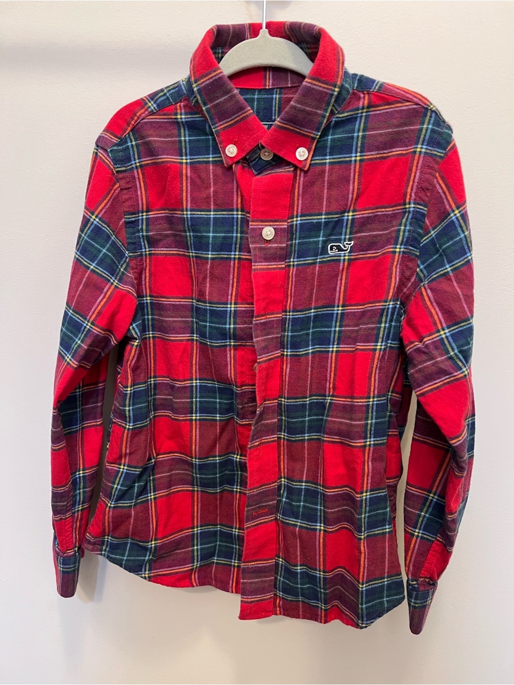 Vineyard Vines Red and Navy Plaid Button-Down Shirt